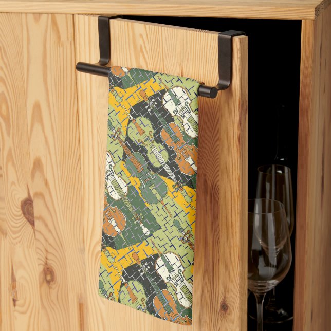 Linge De Cuisine Motif Cello cassé (Pliage en tiers)