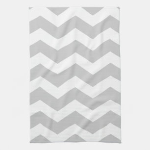 Linge De Cuisine Motif Chevron gris et blanc