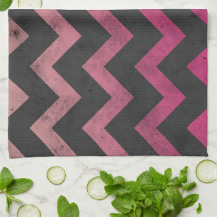 Linge De Cuisine Motif chevron rose magenta rouge ombré gris foncé