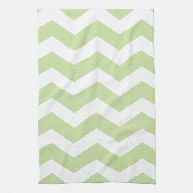 Linge De Cuisine Motif Chevron vert et blanc (Vertical)