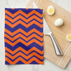 Linge De Cuisine Motif chevron zigzag bleu orange