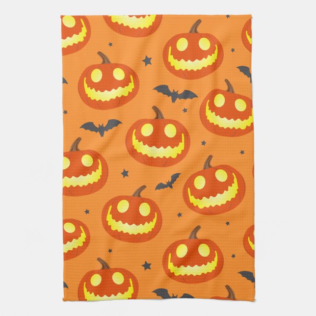 Linge De Cuisine Motif Citrouille de dessin animé Halloween Orange (Vertical)