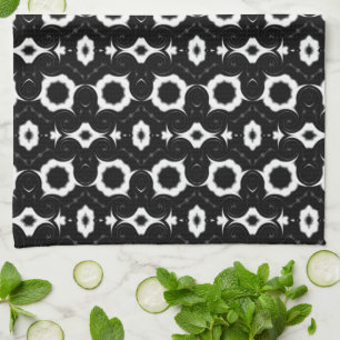 Linge De Cuisine motif classique noir et blanc