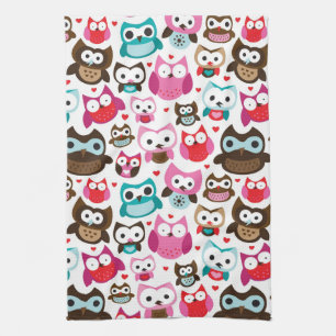 Linge De Cuisine motif coloré de hibou