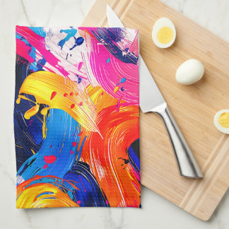 Linge De Cuisine motif coups de pinceaux