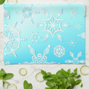 Linge De Cuisine Motif Crystal Snowflakes