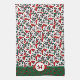Linge De Cuisine Motif Dalmatien Monogramme Chien de Noël