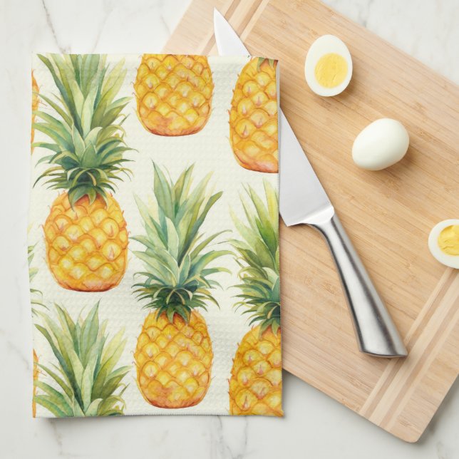Linge De Cuisine Motif d'ananas d'été tropical (Quart Plié)