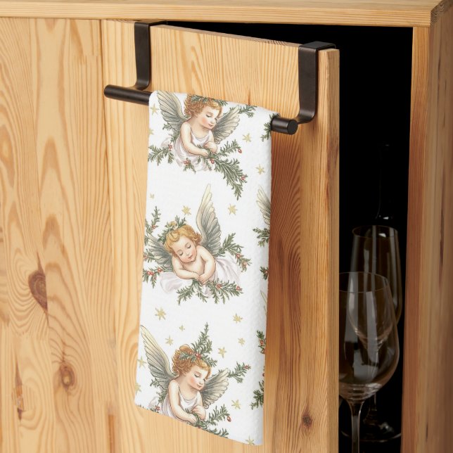 Linge De Cuisine motif d'anges vintages (Pliage en tiers)