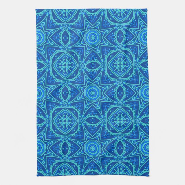 Linge De Cuisine Motif d'aquarelle Abstrait - Denim Blue (Vertical)