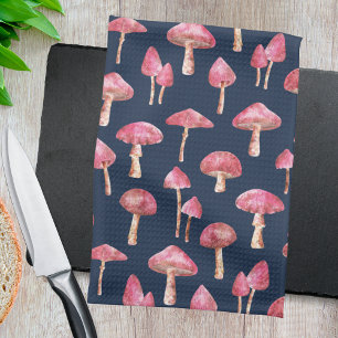 Linge De Cuisine Motif d'aquarelle de champignons bleus