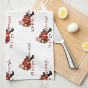 Linge De Cuisine Motif d'aquarelle de Noël du Père Noël