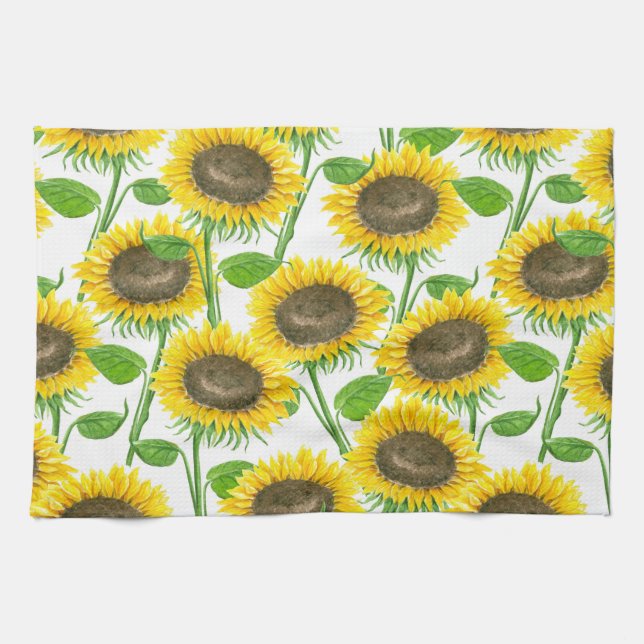 Linge De Cuisine Motif d'aquarelle des tournesols (Horizontal)
