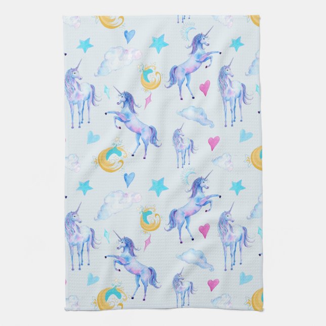 Linge De Cuisine Motif d'aquarelle magique Unicorn Design Imaginair (Vertical)