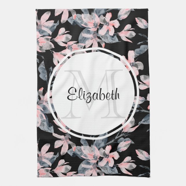 Linge De Cuisine Motif d'aquarelle rose et gris (Vertical)
