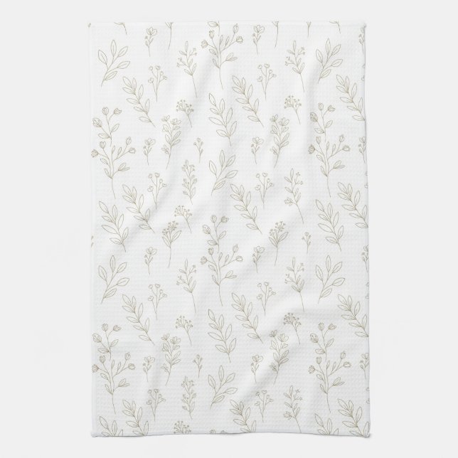 Linge De Cuisine Motif d'art botanique minimal en ligne (9) (Vertical)