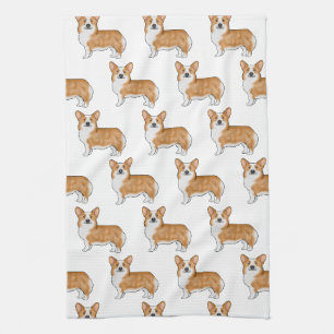 Linge De Cuisine Motif d'art de Pembroke Welsh Corgi rouge et blanc