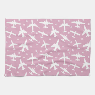 Linge De Cuisine Motif d'avion léger rose et blanc