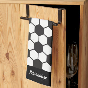 Linge De Cuisine Motif de balle de football noir blanc design Perso