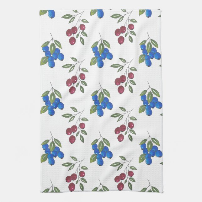 Linge De Cuisine Motif de Bourgogne et bleuets (Vertical)