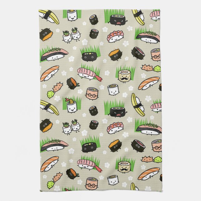 Linge De Cuisine Motif de caractères de sushi (Vertical)