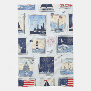 Linge De Cuisine Motif de carreau en papier découpé patriotique en