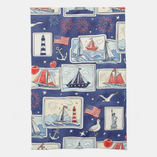 Linge De Cuisine Motif de carreau en papier découpé patriotique en