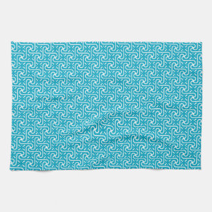 Linge De Cuisine Motif de carreaux égyptien, turquoise et blanc