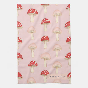 Linge De Cuisine Motif de champignon rose vif