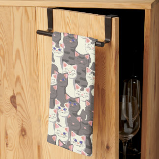 Linge De Cuisine Motif de chats blancs et gris