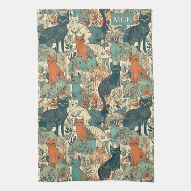 Linge De Cuisine Motif de chats monographiques personnalisés (Vertical)