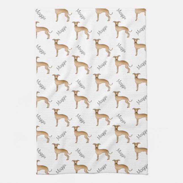 Linge De Cuisine Motif de chien mignon italien de Greyhound avec no (Vertical)