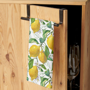 Linge De Cuisine Motif de citron frais - Blanc