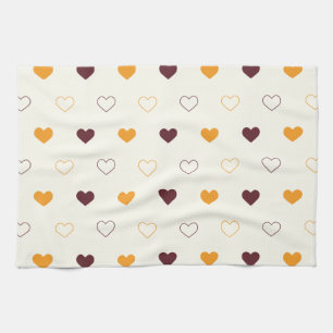 Linge De Cuisine Motif de cœur avec des cœurs orange et marron