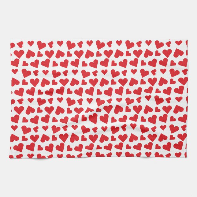 Linge De Cuisine Motif de coeur mou Rouge Blanc (Horizontal)