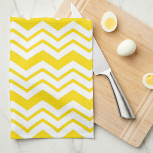 Linge De Cuisine Motif de conception de zigzag chevron blanc jaune 