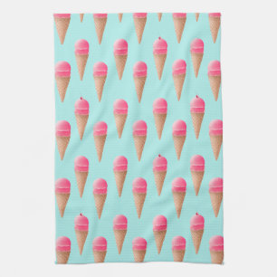 Linge De Cuisine Motif de cône de crème glacée aux fraises roses, b
