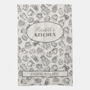 Linge De Cuisine motif de cookies vintages nom personnalisé