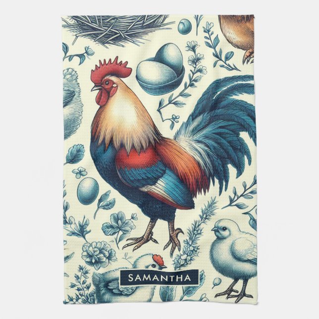 Linge De Cuisine Motif de coq de ferme Retro (Vertical)