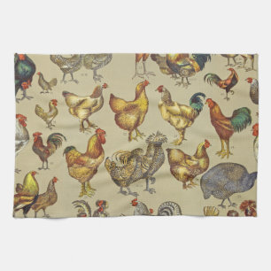 Linge De Cuisine Motif de coq poulet vintage : Art de ferme