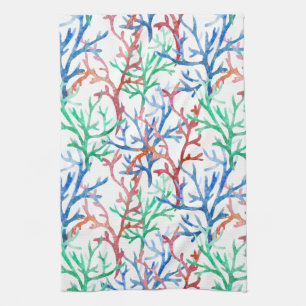 Linge De Cuisine Motif de corail d'aquarelle
