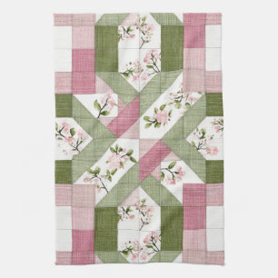 Linge De Cuisine Motif de courtepointure géométrique floral pastel