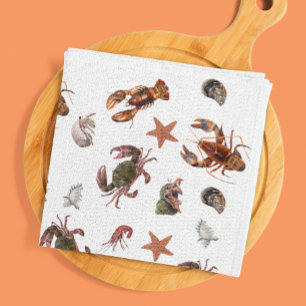 Linge De Cuisine Motif de crabe de homard de crustacés de la mer