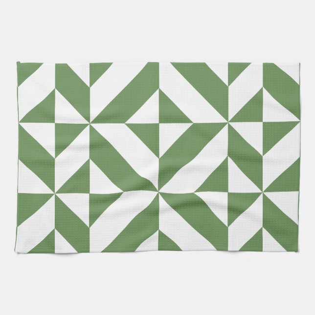 Linge De Cuisine Motif de cube vert laiton foncé (Horizontal)