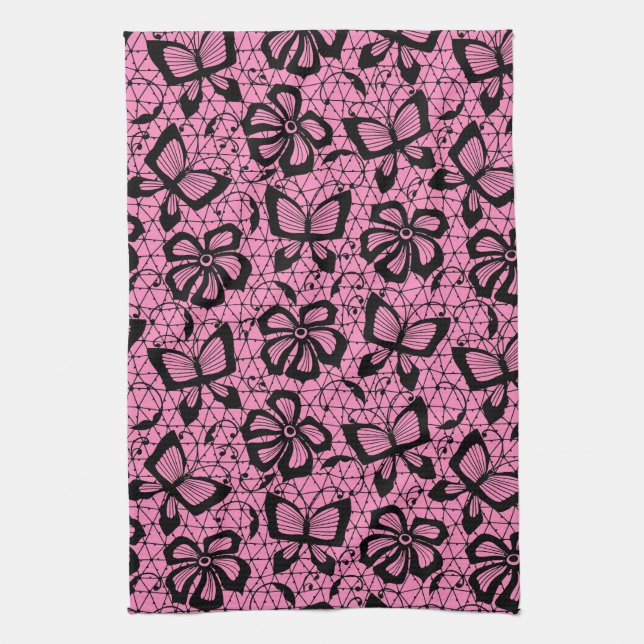 Linge De Cuisine motif de dentelle avec des papillons (Vertical)