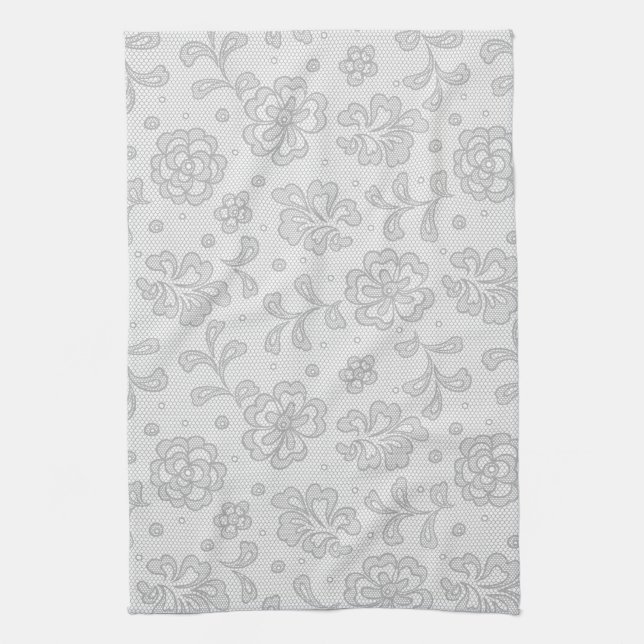 Linge De Cuisine Motif de dentelle, cru 1 de fleur (Vertical)