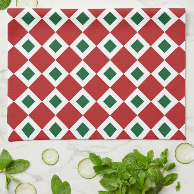 Linge De Cuisine Motif de diamants de Noël (Plié)