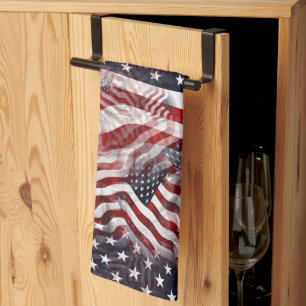 Linge De Cuisine Motif de drapeau américain abstrait rouge blanc bl