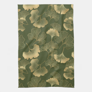 Linge De Cuisine Motif de feuille de Ginkgo vintage