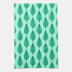 Linge De Cuisine Motif de feuille de hêtre - Turquoise et aqua